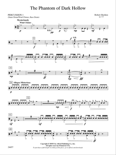 The Phantom of Dark Hollow: 1st Percussion