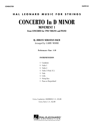Concerto In D Minor (Movement 1) (arr. Larry Moore) - Conductor Score (Full Score)