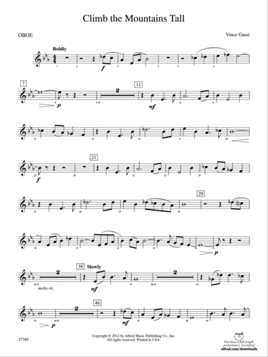 Climb the Mountains Tall: Oboe
