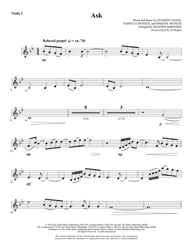 Ask (arr. Heather Sorenson) - Violin 2