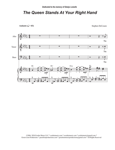 The Queen Stands At Your Right Hand (SATB)