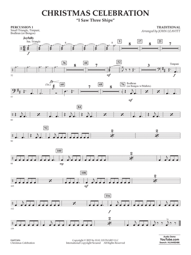 Christmas Celebration ("I Saw Three Ships") (arr. John Leavitt) - Percussion 1