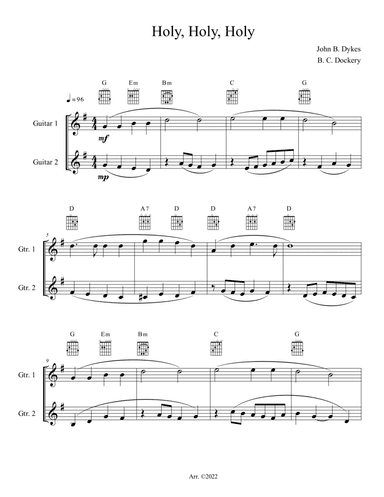 Holy, Holy, Holy (Guitar Duet or Trio)