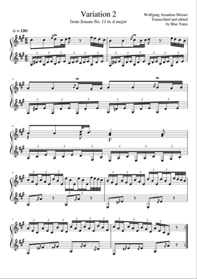 Variation 2 from 'Sonata No.11 in A' (Wolfgang Amadeus Mozart)