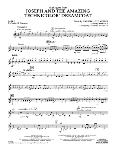Highlights from Joseph and the Amazing Technicolor Dreamcoat - Pt.2 - Bb Clarinet/Bb Trumpet