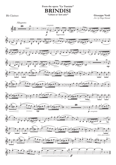Brindisi from "La Traviata" for Clarinet and Piano