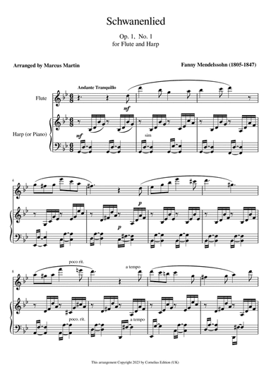 Schwanenlied (Swan Song) for Flute and Harp (or Piano)