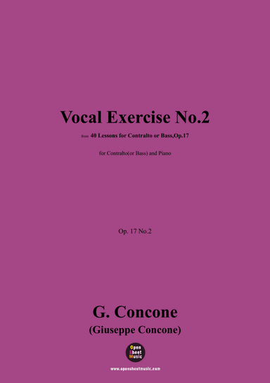 G. Concone-Vocal Exercise No.2,for Contralto(or Bass) and Piano