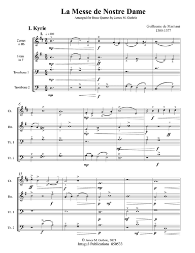 Machaut: La Messe de Nostre Dame for Brass Quartet - Score Only