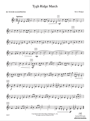 Tygh Ridge March: B-flat Tenor Saxophone