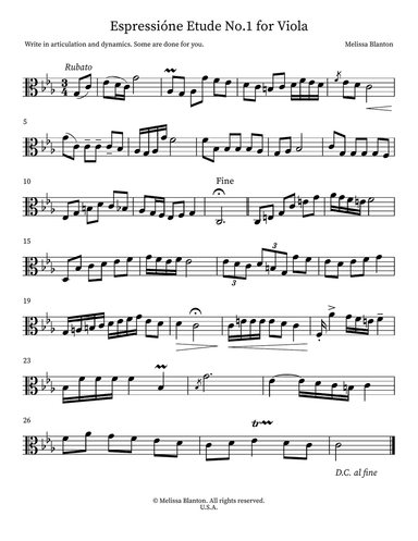 Espressióne Etude No.1 for Viola
