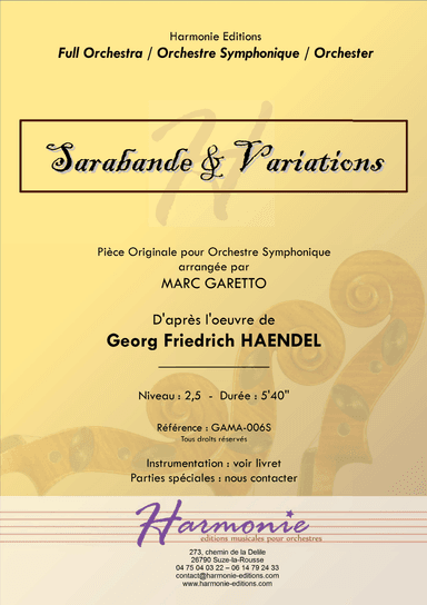 Sarabande & Variations - Georg Friedrich Haendel - Barry Lyndon Soundtrack for Full Orchestra (or St