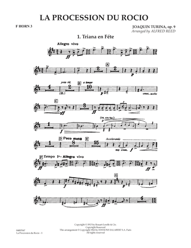 La Procession du Rocio (arr. Alfred Reed) - F Horn 3