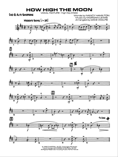 How High the Moon: 2nd E-flat Alto Saxophone