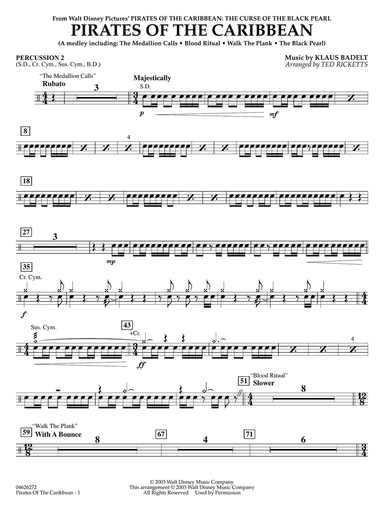 Pirates of the Caribbean (Medley) (arr. Ted Ricketts) - Percussion 2