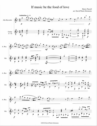 If music be the food of love for alto recorder and guitar