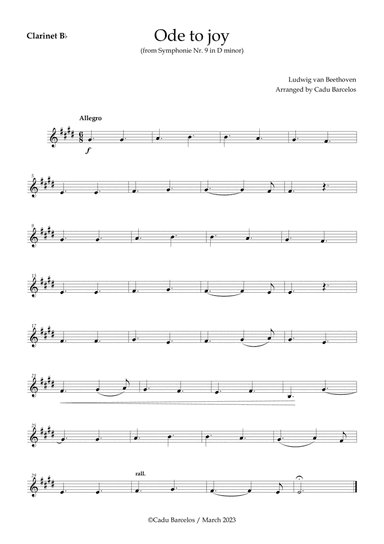 Ode to joy - Beethoven Clarinet