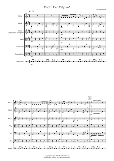 Coffee Cup Calypso! for String Orchestra