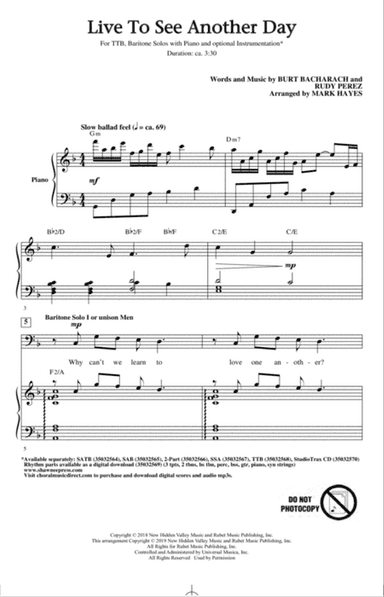 Live To See Another Day (arr. Mark Hayes)