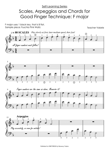Self Learning Series: Scales, Arpeggios & Chords of F major + free piece in F major | Piano