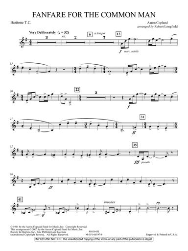Fanfare For The Common Man (arr. Robert Longfield) - Baritone T.C.