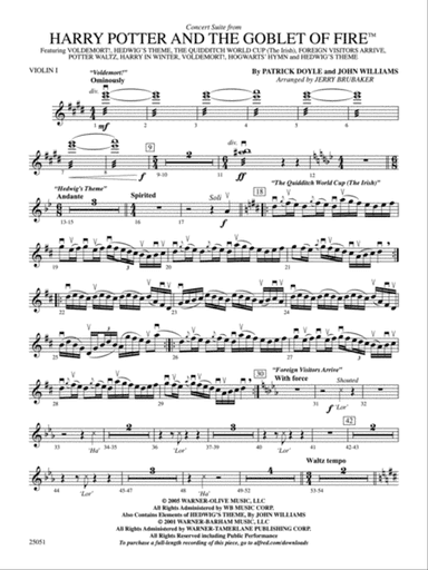 Harry Potter and the Goblet of Fire,™ Concert Suite from: 1st Violin