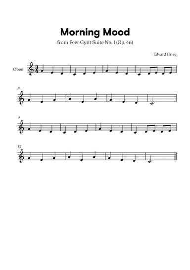 Edvard Grieg - Peer Gynt Suite Morning Mood (for Oboe Solo)