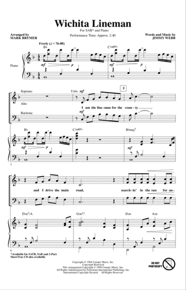 Wichita Lineman (arr. Mark Brymer)