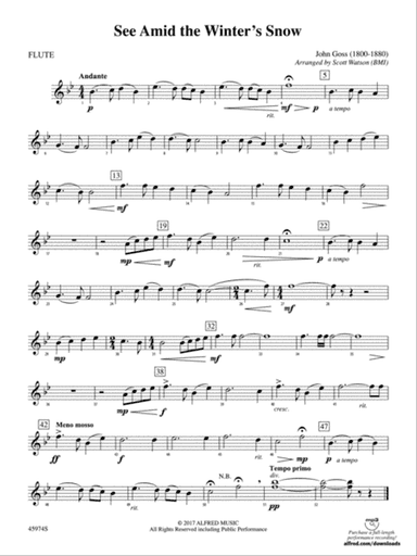 See Amid the Winter's Snow: Flute