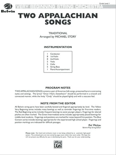 Two Appalachian Songs: Score