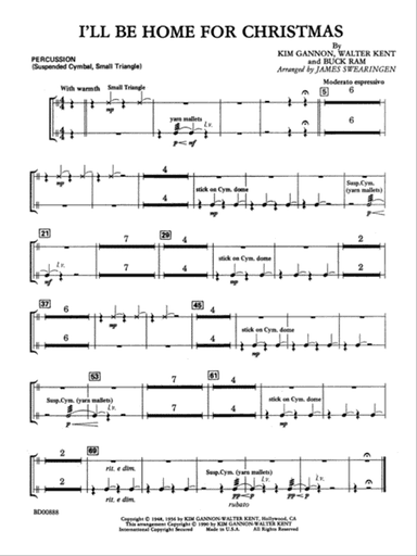 I'll Be Home for Christmas: 1st Percussion