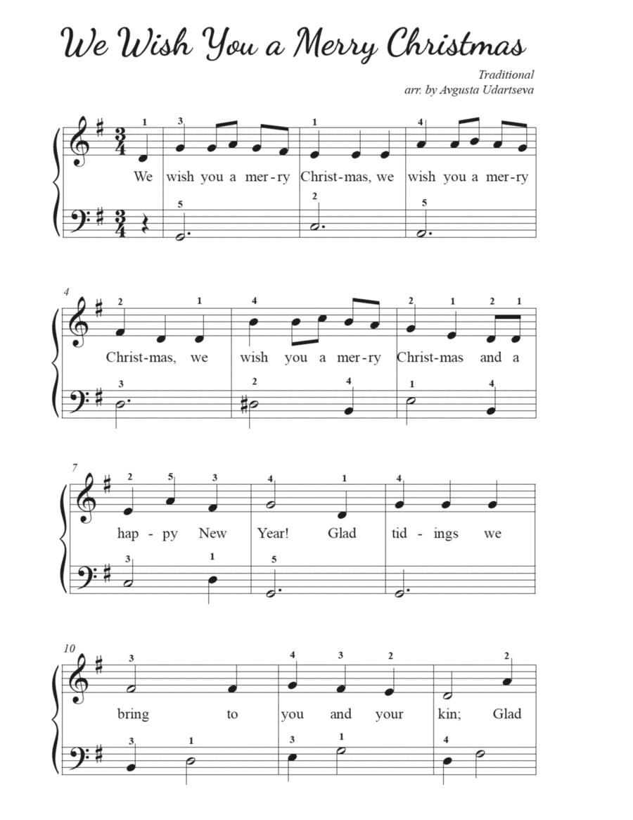 We Wish You a Merry Christmas - Easy Piano