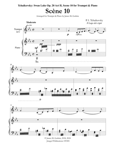 Tchaikovsky: Scene 10 from Swan Lake for Trumpet & Piano