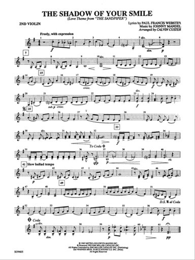 The Shadow of Your Smile (from The Sandpiper): 2nd Violin