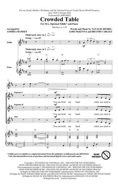 Crowded Table (arr. Andrea Ramsey)