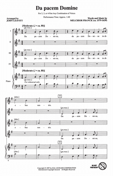 Da Pacem Domine (arr. John Leavitt)