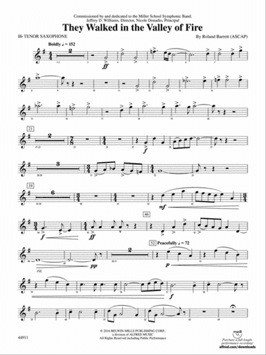They Walked in the Valley of Fire: B-flat Tenor Saxophone