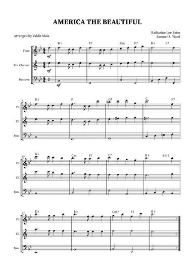America The Beautiful - Woodwind Trio (+ CHORDS)