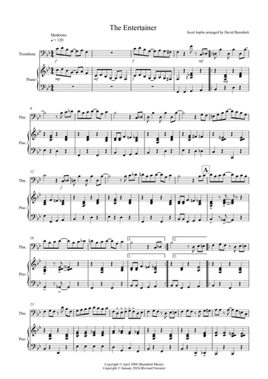 The Entertainer for Trombone and Piano