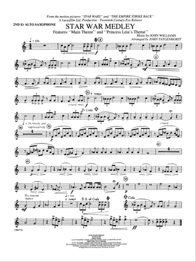 Star Wars® Medley: 2nd E-flat Alto Saxophone