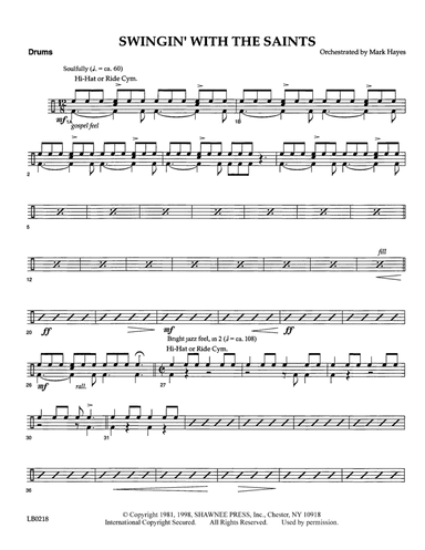 Swingin' With The Saints (arr. Mark Hayes) - Drums