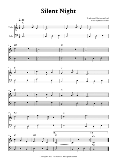 Silent Night - Violin and Cello (C Major)