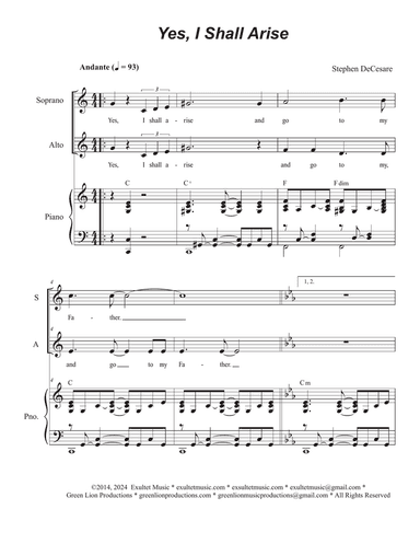 Yes, I Shall Arise (Duet for Soprano and Alto solo)