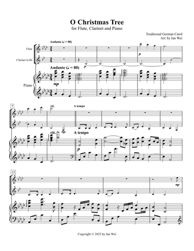 O Christmas Tree for Flute, Clarinet and Piano
