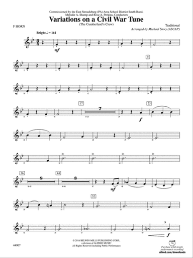 Variations on a Civil War Tune: 1st F Horn