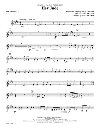 Hey Jude (arr. Mark Brymer) - Baritone Sax