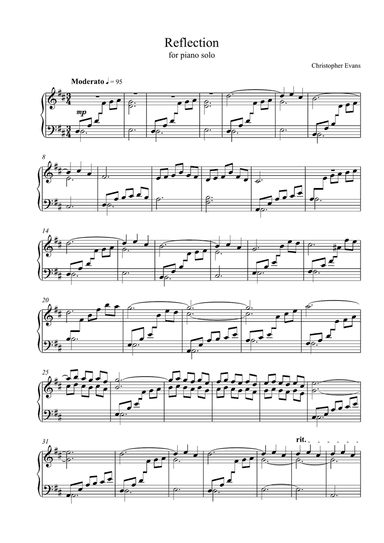 'Reflection' for piano solo
