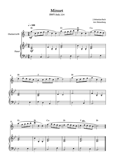 Minuet - Bach for Clarinete solo