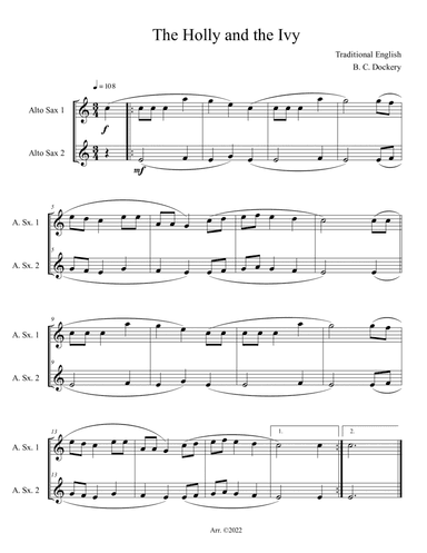 The Holly and the Ivy (Alto Sax Duet)