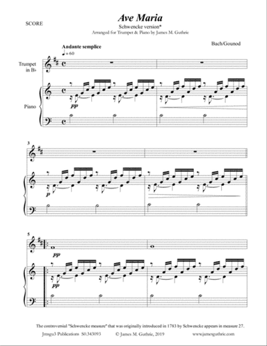 Bach-Gounod: Ave Maria, Schwencke version for Trumpet & Piano